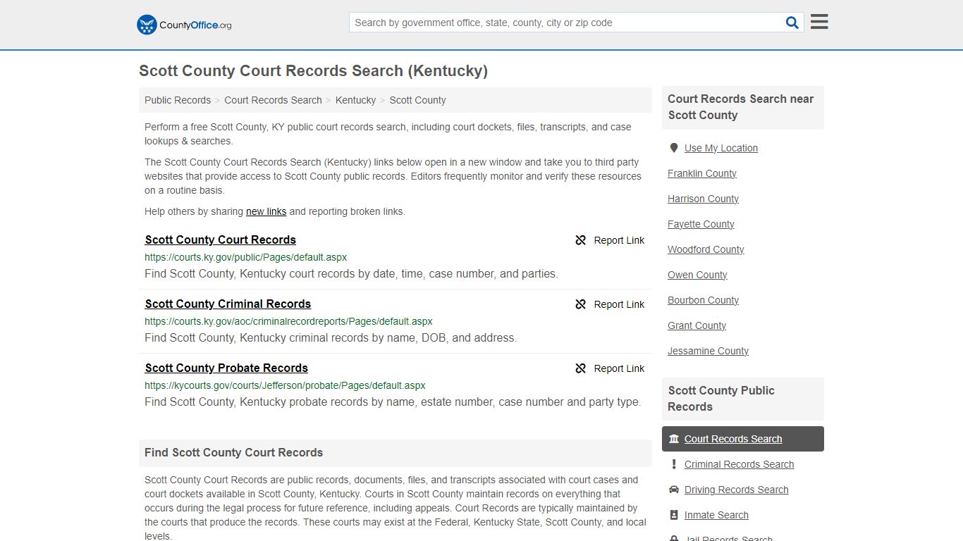 Scott County Court Records Search (Kentucky) - County Office